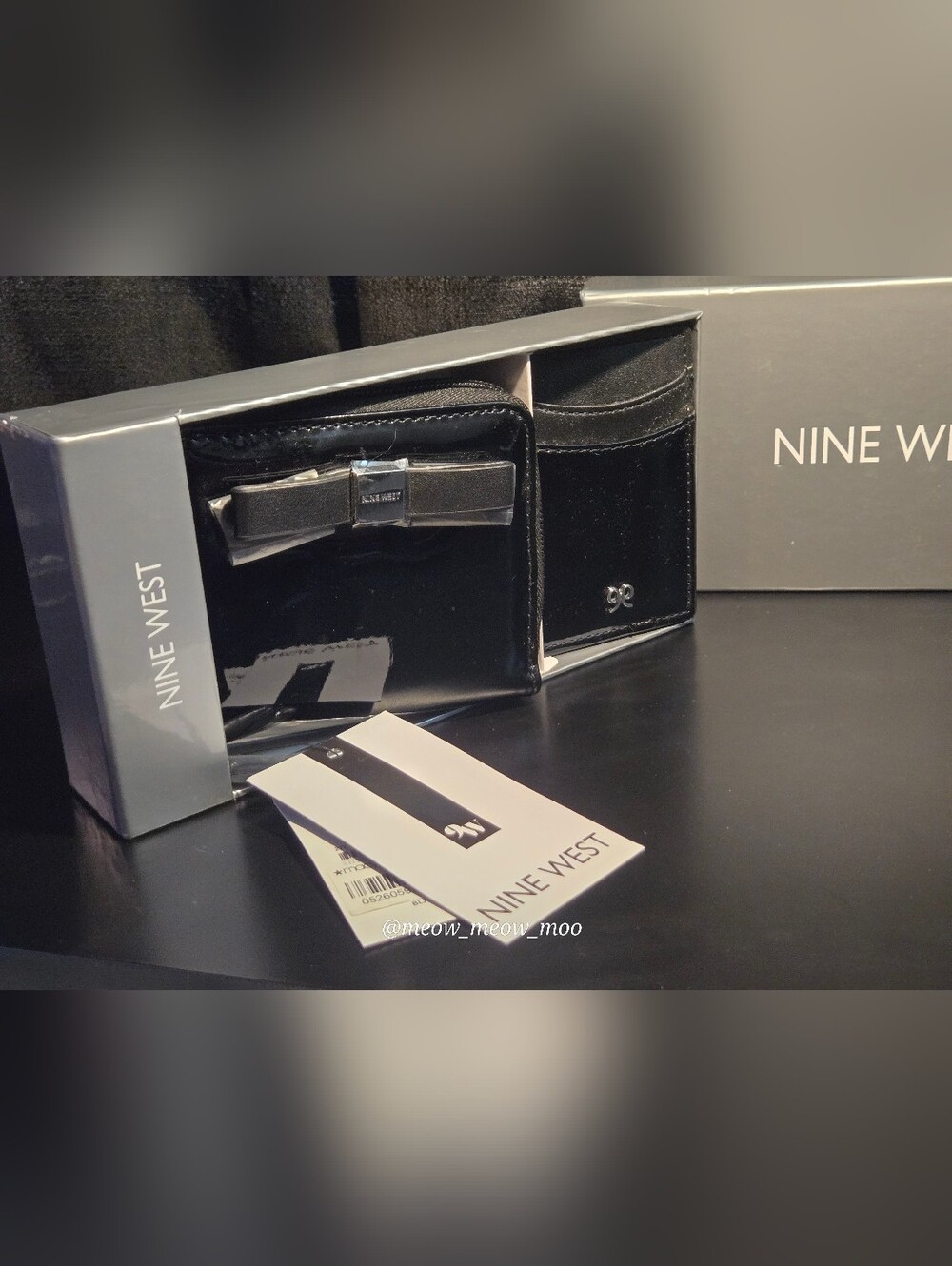 2-Piece Nine West Black Bow Wallet & Card Holder Set